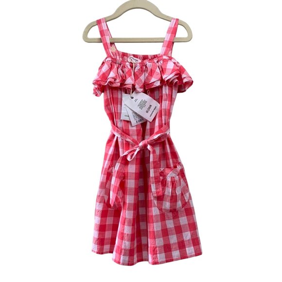 COUNTRY ROAD Red Gingham Dress Girls 5 NWT Checks Ruffles NEW 4th July Summer - Picture 1 of 9